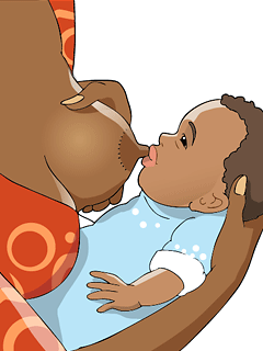 Brush your nipple against your baby's lips until the mouth opens wide.